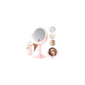 Lighted Makeup Mirror with Lights and Magnification 30X/1X, Height Adjustable 30X Magnifying Vanity Mirror with 4000mAh Battery & 3 Colors Dimming Light for Desktop Bathroom Bedroom (Pink)