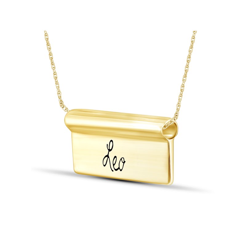Zodiac Sign Necklace - 14K Gold Over Silver Leo Nameplate Pendant for Women