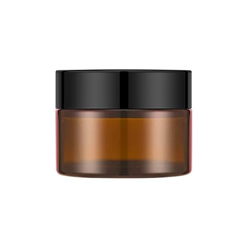 1 oz Glass Jars with Lids, Bumobum 48 pack Amber Cream Jars with Black Lids, Black and White Labels & Inner Liners, Empty Cosmetic Containers for Homemade Balms, Lotion, Salve, Ointment, Body Scrub