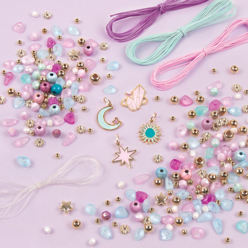 Celestial Stones DIY Bracelet Kit for Kids & Tweens - Create 8 Fashionable Jewelry Sets with Charms & Beads
