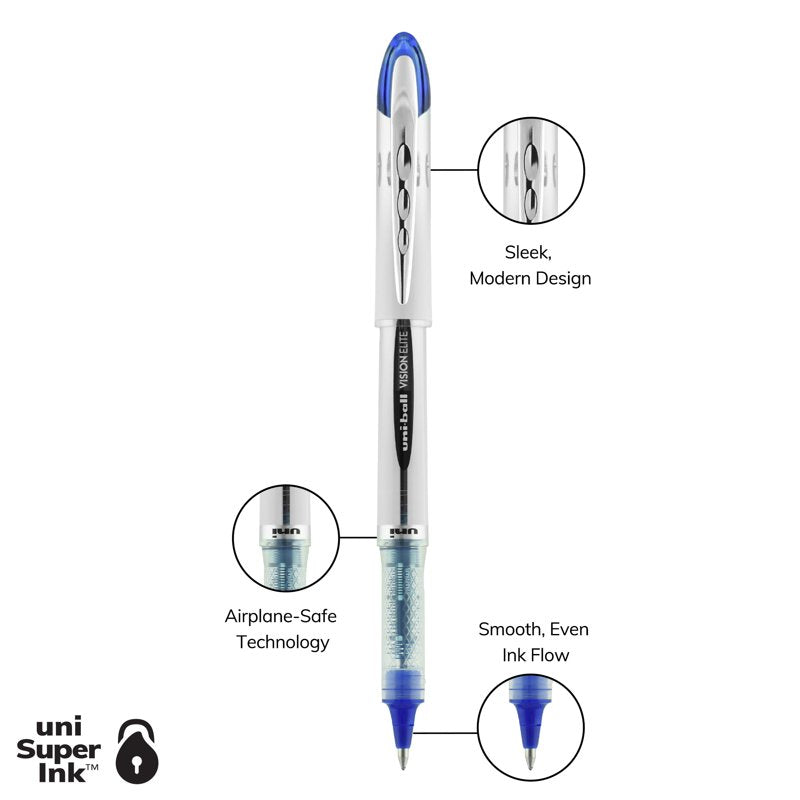 Uniball Vision Elite Rollerball Pens 0.8mm Bold Point Assorted Ink - 4 Pack