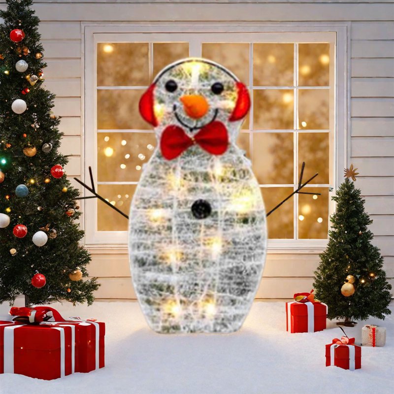 Christmas Snowman Outdoor Decor Set - Illuminated Yard Garden Holiday Scene