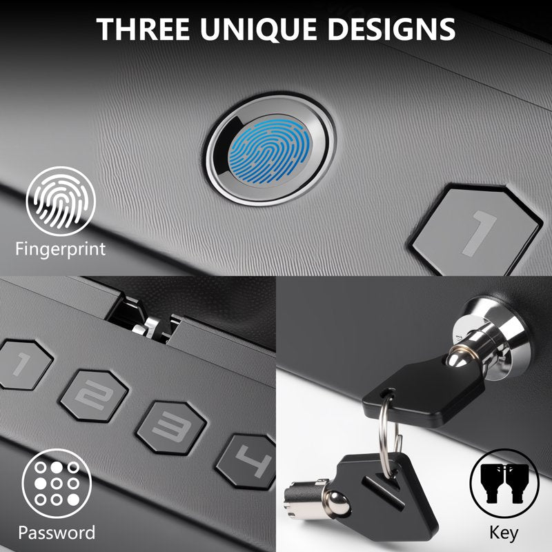Biometric Fingerprint Gun Safe for Pistols & Valuables, 2-3 Revolvers Storage