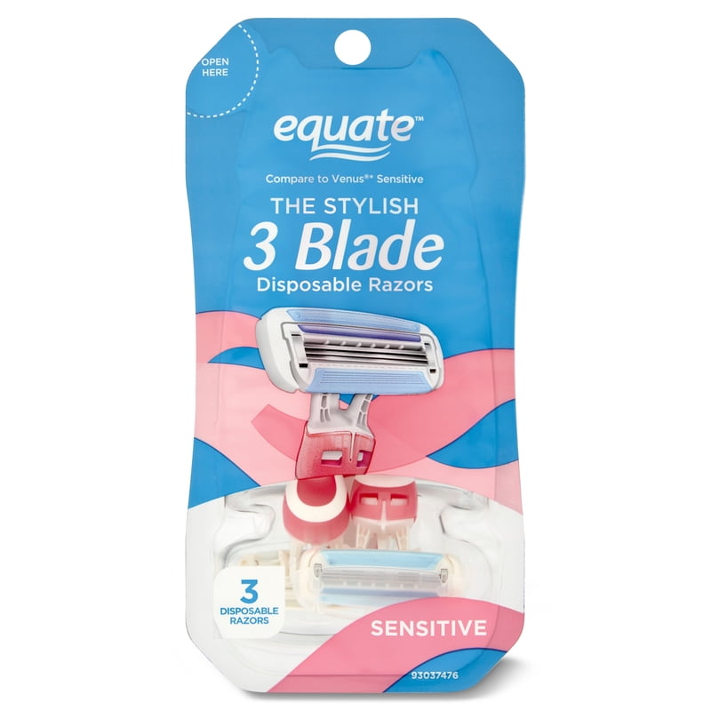 Disposable Women's 3-Blade Sensitive Razors with Moisturizing Surround - Pink, Pack of 6