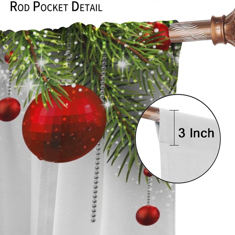 Christmas Holiday Curtains with Pine Fir Tree Print Blackout 2 Panels 42x63 Inches