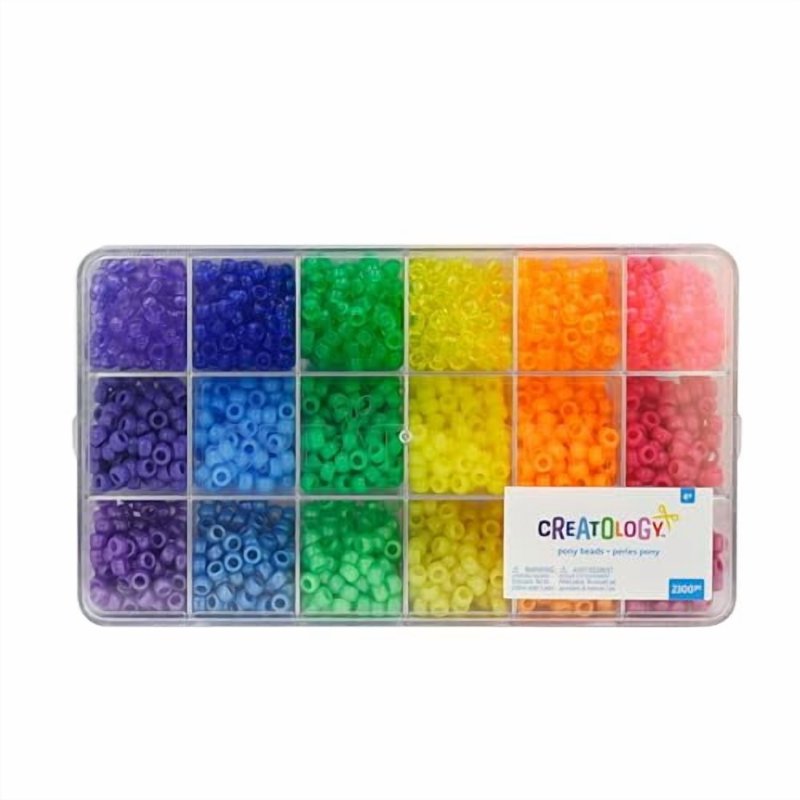 Rainbow Pony Bead Set for Kids - 2300 Acrylic Craft Beads for Jewelry Making