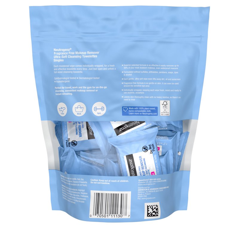 Facial Cleansing Wipes - Fragrance-Free, Makeup Remover, 20 Count