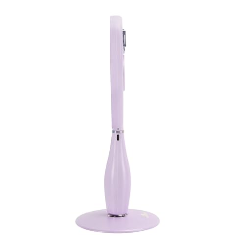 Impressions Vanity Amour LED Handheld Makeup Mirror for Desk, Lighted Travel Makeup Mirror with Detachable Magnetic Ball Standing Base, Ultra Bright Adjustable Lighting, and Heart Shaped (Lilac)