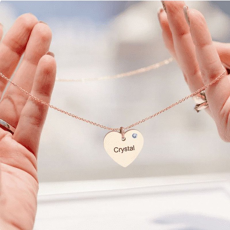 Personalized Heart Necklace for Girls - Birthstone & Name Custom Jewelry