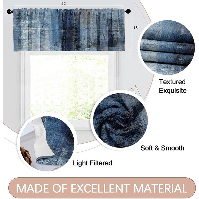 2 Pack Modern Abstract Window Valances - Blackout Drapes for Living Room & Kitchen