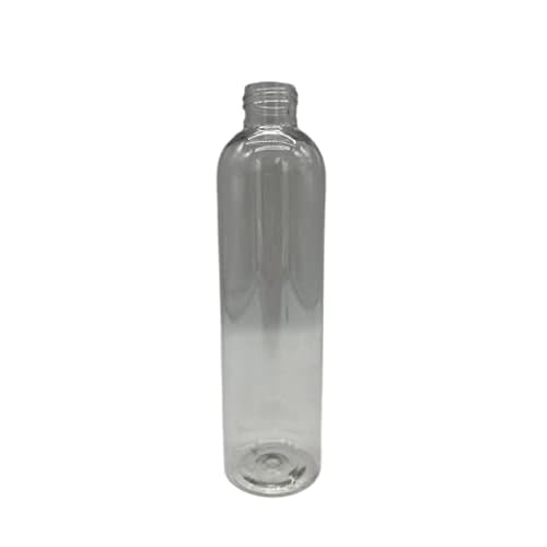 Natural Farms 8 oz Clear Cosmo Plastic Bottles -12 Pack Empty Bottle Refillable - BPA Free - Essential Oils - Aromatherapy | White Twist Top Caps - Made in the USA