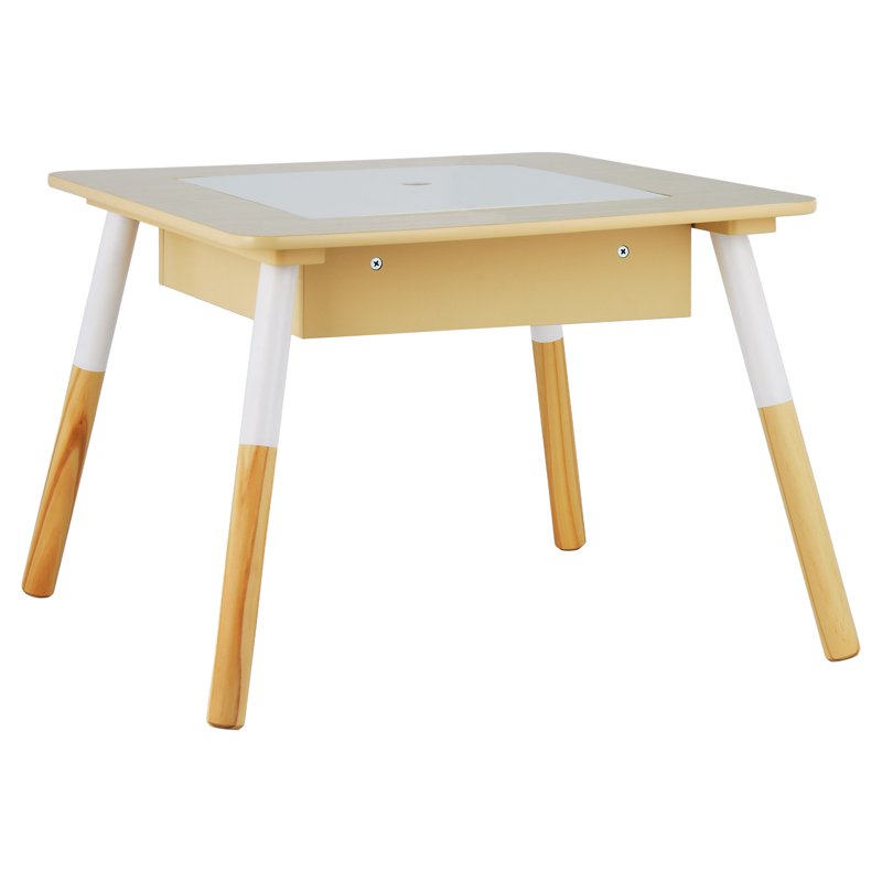 Kids Activity Table and Chair Set with Flip Top Dry Erase & Chalkboard, Storage - White