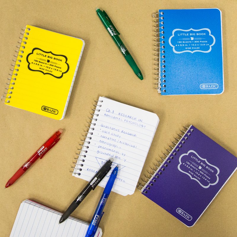 Poly Cover Spiral Fat Notebook - Wide-Ruled, 150 Sheets, Multiple Sizes