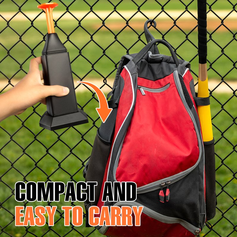Baseball Training Tee Popper with Auto Rebound & 12 Balls - Portable Pitching Machine for Solo Practice