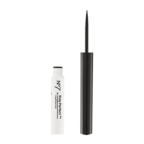 No7 Stay Perfect Liquid Eye Liner - Black - Precision Tip Liquid Eye Makeup - Quick Drying, Smudge Proof Black Eye Liner - Long Lasting Up to 24 Hours (1.7ml)