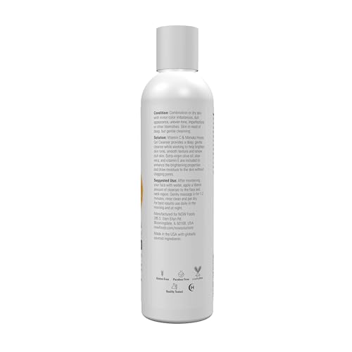 NOW Foods Solutions, Vitamin C and Manuka Honey Gel Cleanser, Brightening System, Promotes Healthy-Looking Skin, 8-Ounce