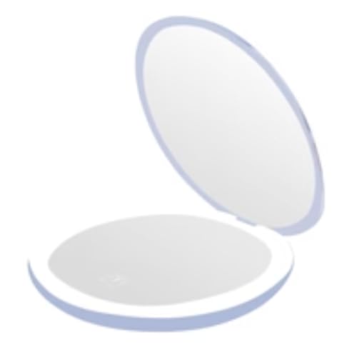 Impressions Vanity Stitch 626 Daylight LED Compact Mirror for Women, Lighted Travel Makeup Mirror with 3X Magnification, Flawless Stitch Artwork, Adjustable Brightness and Soft Touch Sensor Button