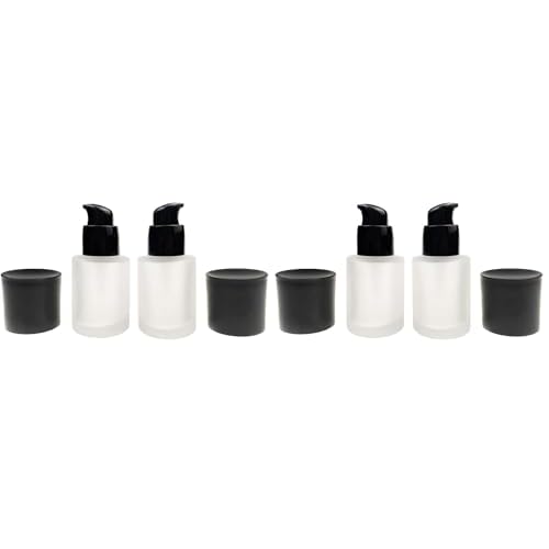 vipolish 2 Pcs 30ML 1OZ Upscale Empty Refillable Frosted Glass Pump Bottle Liquid Foundation Container Dispenser Storage Vial Lotion Essence Emulsion Sample Case for Travel (Pack of 2)