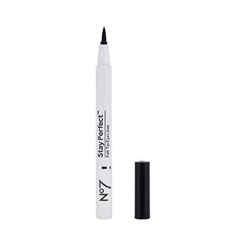 No7 Stay Precise Felt Tip Eye Liner - Black - Precision Tip Liquid Eyeliner Ideal for Cat Eye Look - Easy to Use, Long Lasting Eyeliners (1.6g)