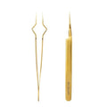 Ms.Queen Isolation Tweezers for Eyelash Extensions,V-Groove Design Precision Tips Isolation Eye Lash Tweezers,Easy to Use Application Tools for Lash Artist,Gold
