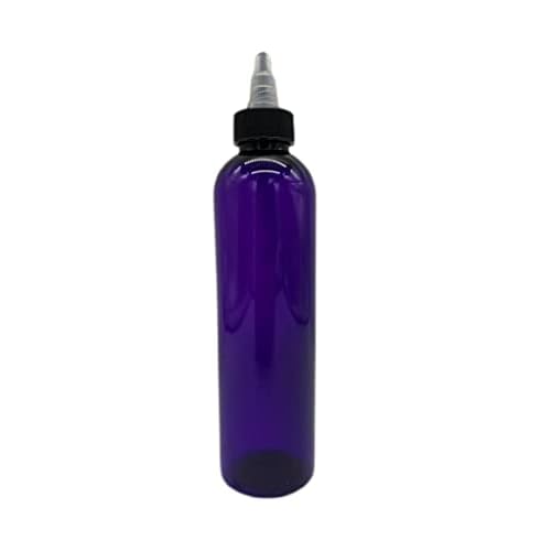 Natural Farms 8 oz Purple Cosmo Plastic Bottles -12 Pack Empty Bottle Refillable - BPA Free - Essential Oils - Aromatherapy | Black/Natural Twist Top Cap - Made in the USA