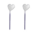 2 Pieces Eyelash Extension Mirror Heart Shape Eyelash Mirror Lash Mirror Detachable Eyelash Inspection Mirror Stainless Steel Lash Extension Mirror Makeup Inspection Mirror, Purple