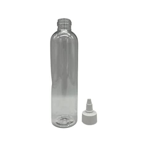 Natural Farms 8 oz Clear Cosmo Plastic Bottles -12 Pack Empty Bottle Refillable - BPA Free - Essential Oils - Aromatherapy | White Twist Top Caps - Made in the USA