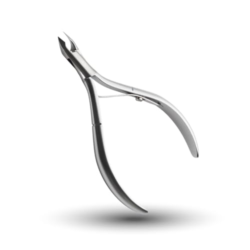 Rui Smiths Ultra-Premium Stainless Steel Cuticle Nippers - Professional Stainless Steel Cuticle Cutters - Spanish Handle, Rounded Box Joint, Matte Chrome Plated - 5mm Jaw, Single Spring