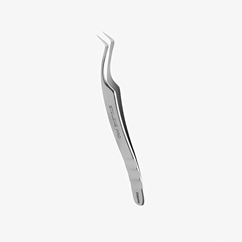 STALEKS PRO Expert 41 Type 2 Professional Eyelash Tweezers (L-Shaped 40¡Æ) ? Stainless Steel for 2D-8D Volume Lash Extensions & Enhanced Visibility