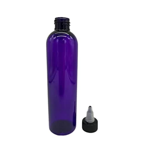 Natural Farms 8 oz Purple Cosmo Plastic Bottles -12 Pack Empty Bottle Refillable - BPA Free - Essential Oils - Aromatherapy | Black/Natural Twist Top Cap - Made in the USA