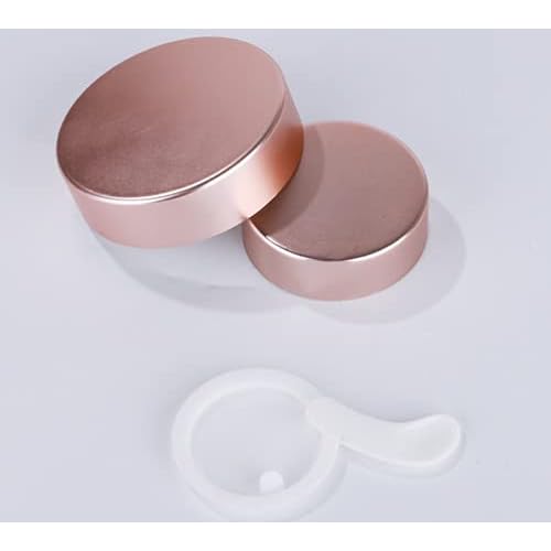 4 Packs 2 Oz/60ml Empty Jars Pink Glass Cosmetic Jar Pot Bottles with Rose Gold Lids Refillable Cosmetic Container Eye Cream Jar Pot Vials for Makeup Lotion Face Eyeshadow Lip Balms