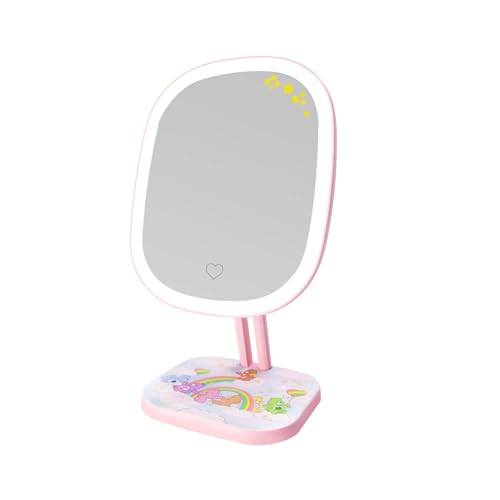 Impressions Vanity Care Bears Highlight LED Makeup Mirror, 90 Degree Tilts Travel Vanity Mirror with Detachable Base, Adjustable Brightness, Soft Touch Sensor, and Premium Artwork Design