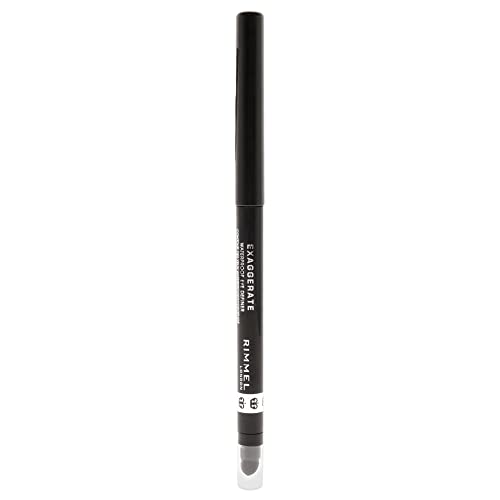 Rimmel London Exaggerate Waterproof Eye Definer Eyeliner, Highly Pigmented, Long-Wearing, Built-In Smudger, 262, Blackest Black, 0.01oz