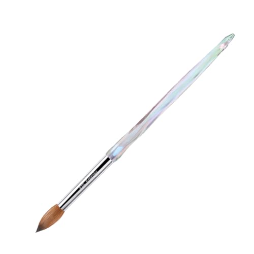 MakarttPro Kolinsky Crimped Acrylic Nail Brush for Acrylic Powder and EMA Monomer Application, Made for Professional Nail Technicians and Beginner Nail Students, Size #16