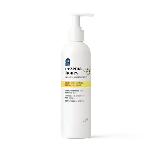 ECZEMA HONEY Oatmeal Facial Cleanser - Natural Eczema Face Wash Prevents Breakouts - Daily Gentle Face Cleanser for Dry, Itchy, Sensitive, & Irritable Skin (6 Oz)