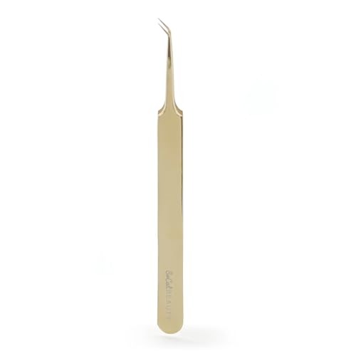 Date Classic Pickup Lash Tweezer by SoCal Beauty | Precision Gold Eyelash Tweezer for Eyelash Extensions, Hand-Tested with 1mm Guide ? Ideal Lash Tweezer for Eyelash Extension