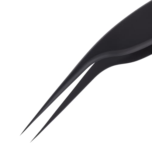 Lash Extension Tweezers, Professional Fiber Tip Lash Tweezer Set for Classic & Volume Lashes, High Precision Eyelash Tweezers Kit? Black Set of 2, Ideal for Lashes Artists