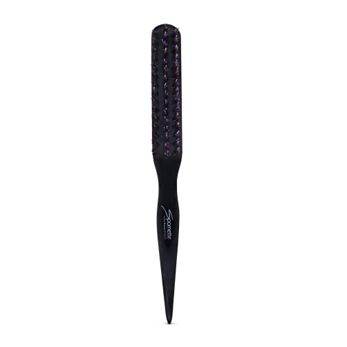 Spornette Boar Bristle Hair Brush for Women & Men - Little Wonder Small Teasing Brush - Create Slick Backs & Volume - Boar & Tourmaline Nylon Bristles for Back Brushing & Combing (Purple)