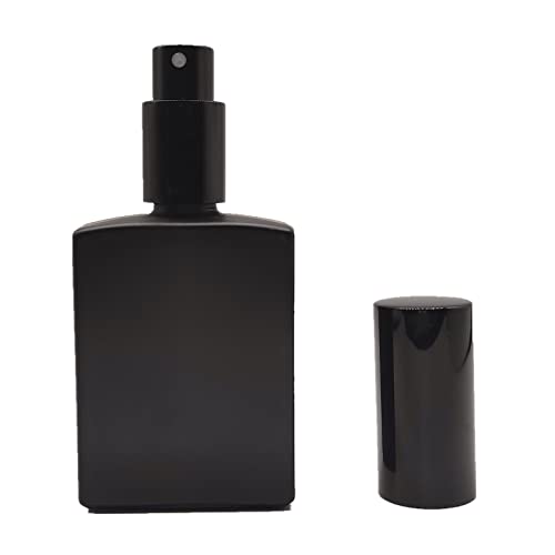 8PCS Square Glass Spray bottle,1.7oz Small Refillable Container with Fine Mist sprayer,Perfume bottle (50ml, Matte Black)