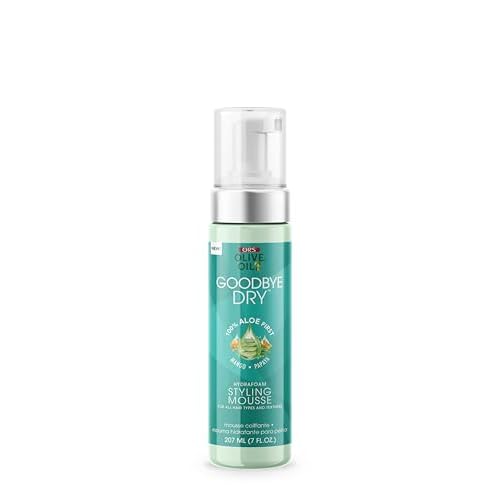 ORS Olive Oil Goodbye Dry Hydrafoam Styling Mousse with Aloe, Mango & Papaya, Hydration & Nourishing for all Hair Types and Textures 7 Ounces
