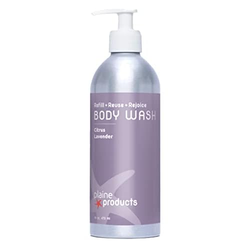 Plaine Products Eco-Friendly Body Wash - Citrus Lavender - Sulfate/Paraben/Phthalate Free, 16oz (Refillable Aluminum Bottle with Pump)