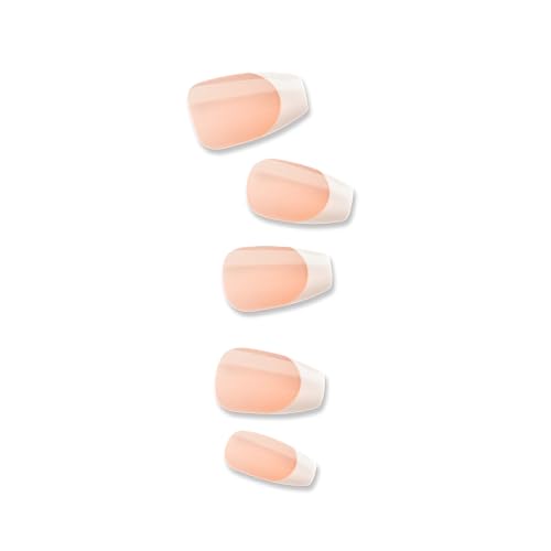 KISS imPRESS No Glue Mani Press On Nails, French, 'Ideal', White, Medium Size, Coffin Shape, Includes 30 Nails, Prep Pad, Instructions Sheet, 1 Manicure Stick, 1 Mini File