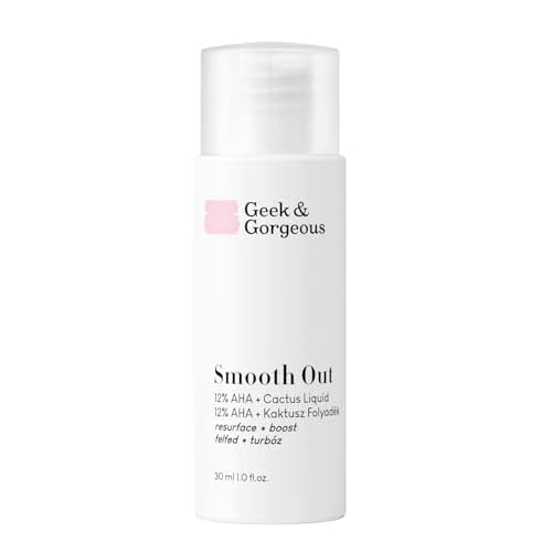 Geek & Gorgeous ? Smooth Out ? 12% AHA Exfoliating Liquid with Glycolic & Lactic Acid ? Promotes Smoother, Brighter Skin ? With Nopal Cactus Extract ?1 oz