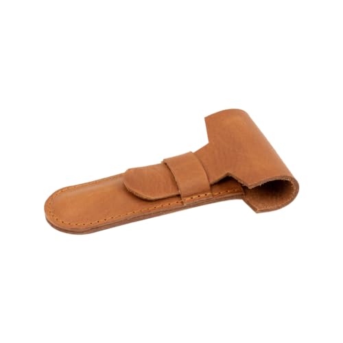 MERKUR Brown Leather Razor Case ? Vegetable-Tanned Cowhide, Precision Fit for Safety Razors up to 110 mm, Protective Travel Cover, Made in Germany