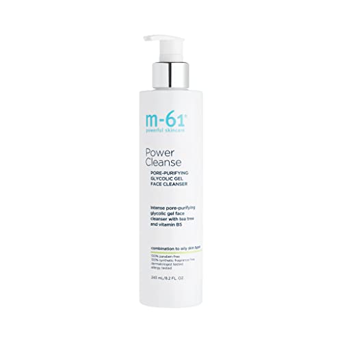 m-61 Power Cleanse | Pore-Purifying Glycolic Cleanser with Tea Tree And Vitamin B5. For Combination to Oily Skin. Dermatologist and Allergy Tested, 8.4 Fl Oz