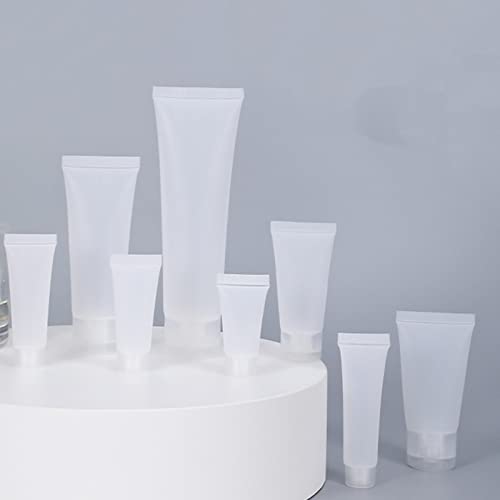 QUUPY 24Pcs 100ml/3.4oz Empty Refillable Plastic Squeeze Cosmetic Soft Tube Vial Bottles with Flip Cover Makeup Travel Sample Packing Storage Toiletries Container for Facial Cleaner Body Lotion