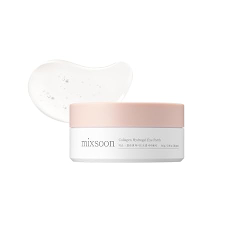 mixsoon Collagen Hydrogel Eye Patches Hydrating Gel Eye Mask with Collagen, Peptides and Amino Acids for Smooth Under Eye Skin Care 84 g / 2.84 fl.oz. (30 pairs) Korean Glass Skin Care