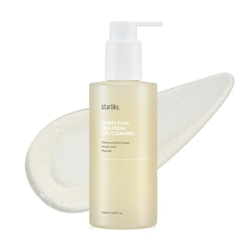 starlike White Pore LHA Fresh Gel Cleanser I LHA & Fine Grain Powder I Daily Mild Face Wash I Helps Reduce Whiteheads Buildup I Fresh & Luminous Looking Glow I Korean Skincare I 6.76 Fl oz (200ml)