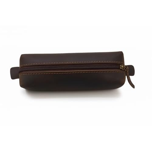 Genuine Leather Toiletry Bag for Men & Women ? Travel Bathroom Organizer Kit, Makeup & Cosmetic Pouch, Compact Dopp Kit with Heavy-Duty Zipper, Handmade Dark Brown Travel Case