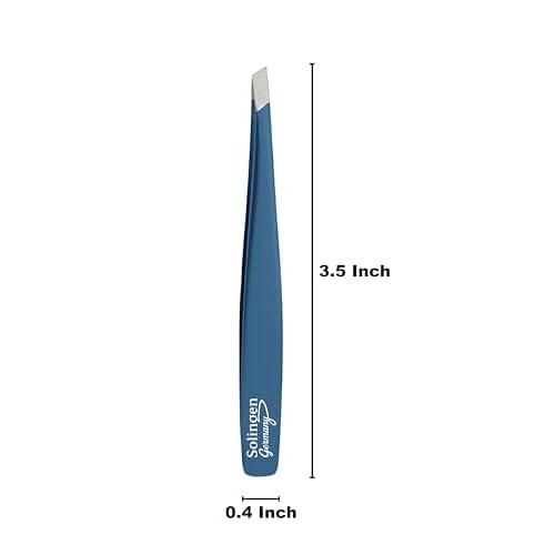 Made in Solingen, Germany - Apexay Professional Slant Tip Tweezers ? Premium German Steel, Ultra Precision Grip, Salon Quality for Eyebrow and Fine Hair Removal (Blue)
